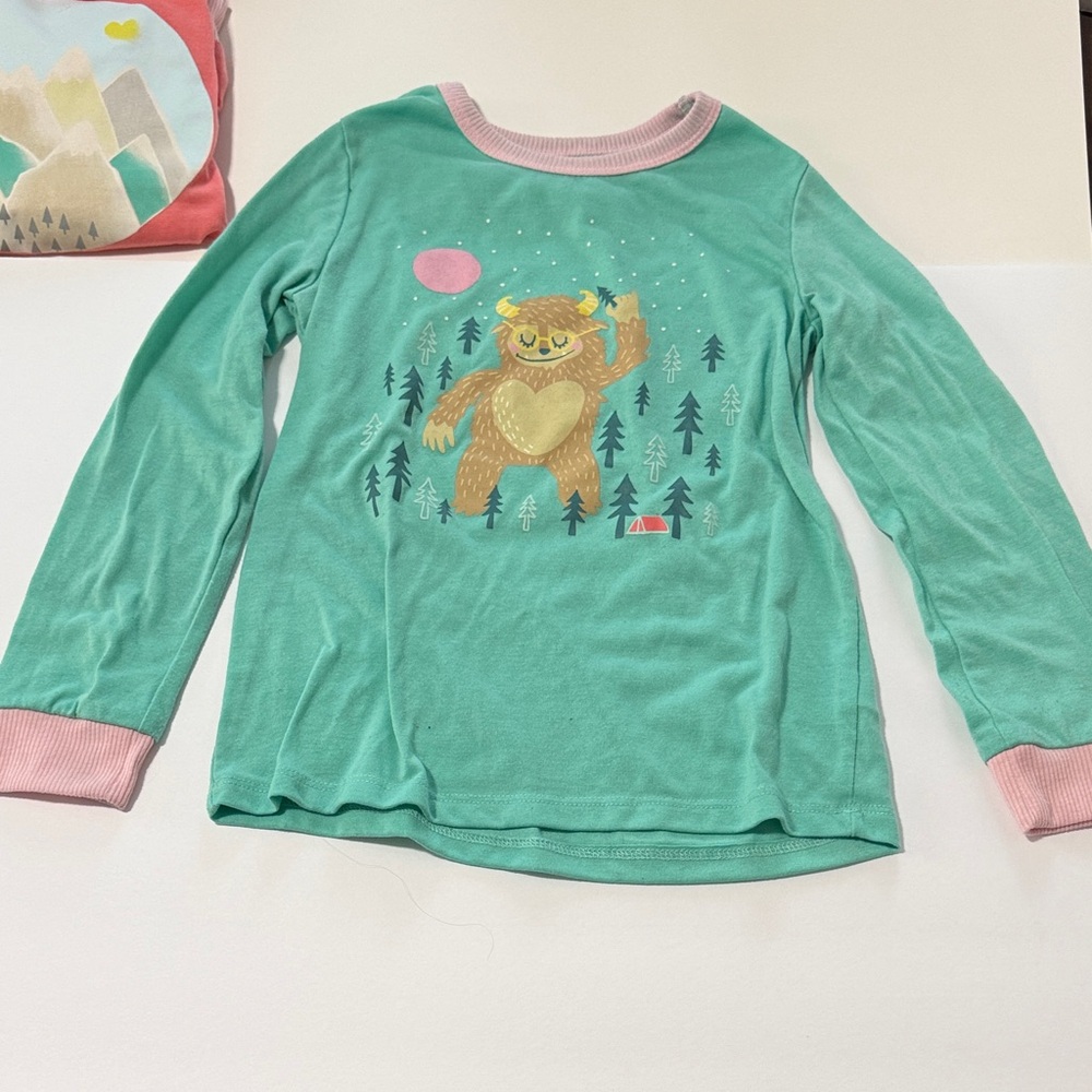 Girls size 10 lot Eddie Bauer Coral Pink & Teal Green Fleece Pajama Sets - Picture 6 of 7